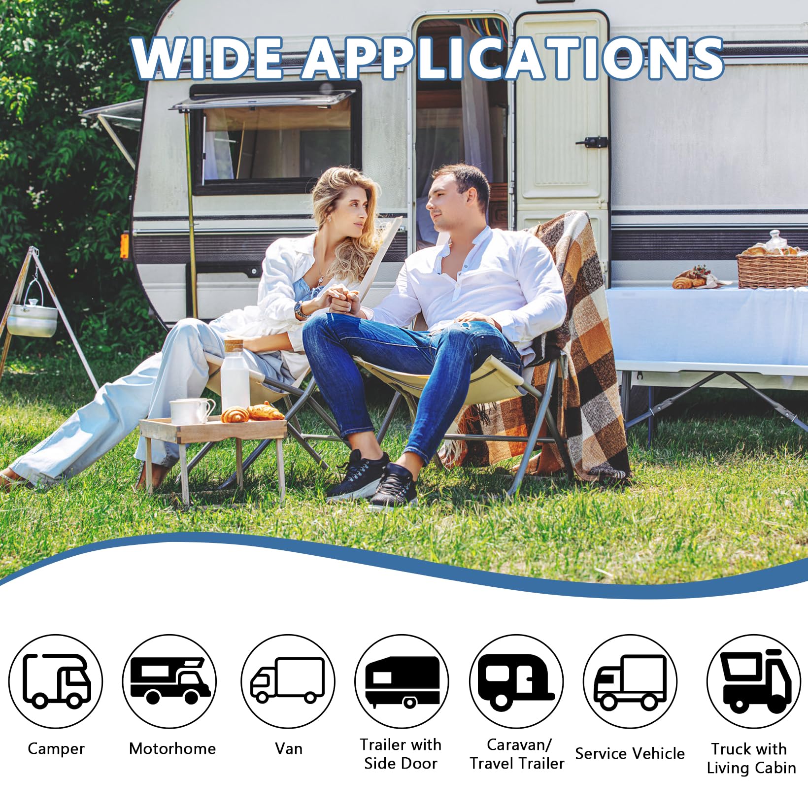 Marchepied Manuel Pliable pour Caravane avec Tapis antidérapant, Double Couche, pour Camping-Car, Caravane, remorque, Charge maximale : 200 kg