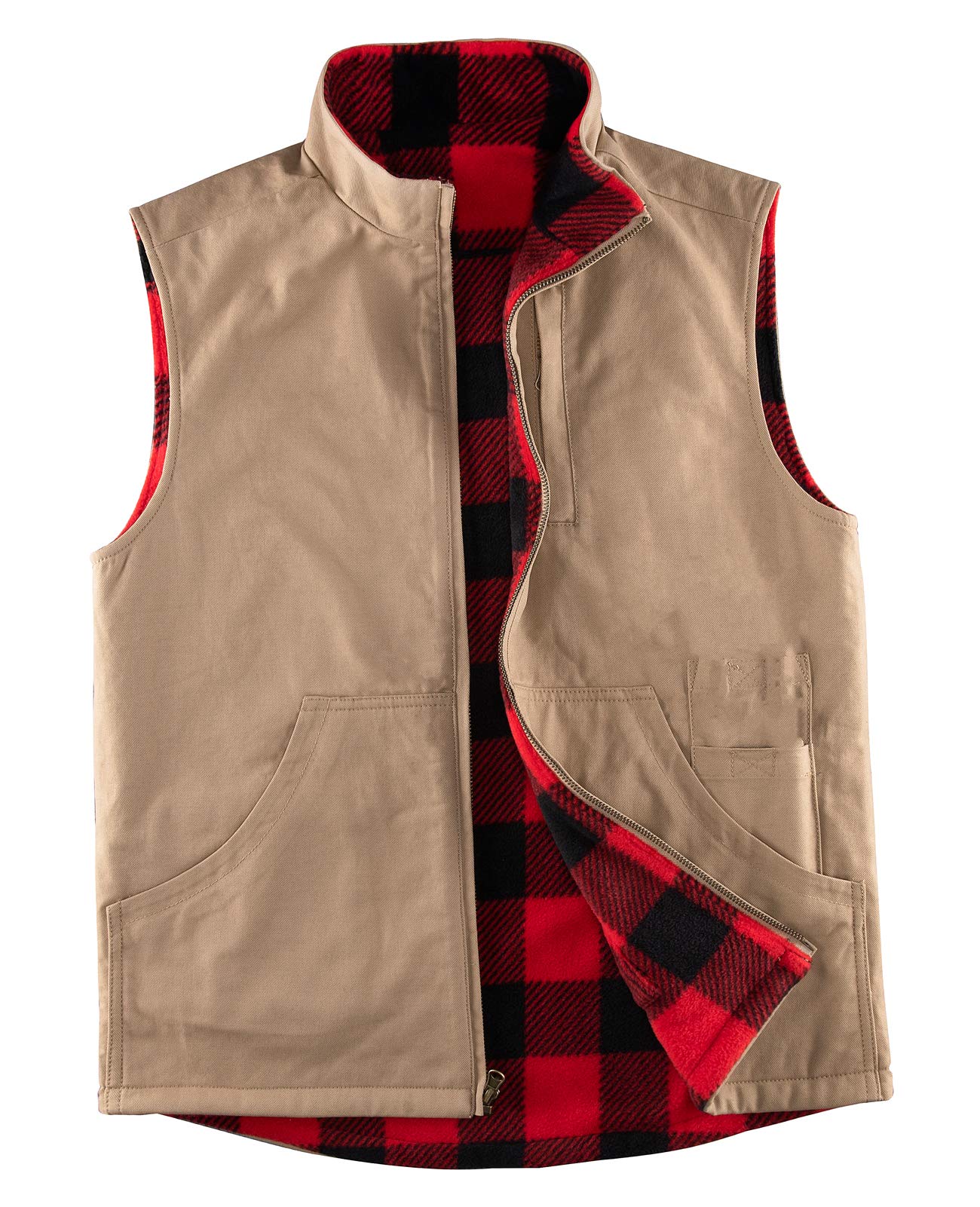 Zenthacemens Reversible Casual Vest Flannel Fleece Lined Outdoor