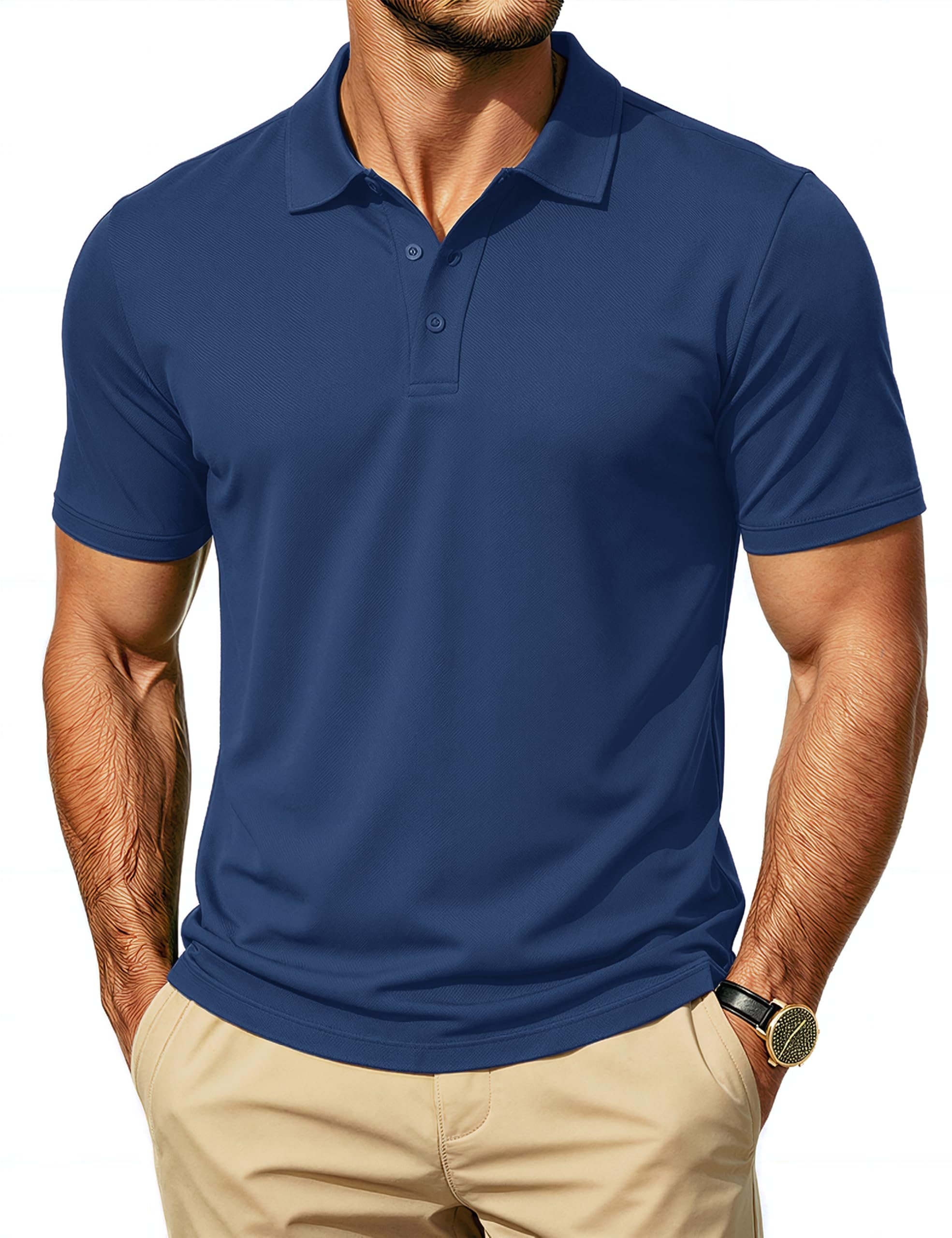 TACVASEN Herren Poloshirt Kurzarm Atmungsaktiv Baumwolle Freizeithemd Regular Fit Sport Shirt für Golf Tennis Outdoor Sommer