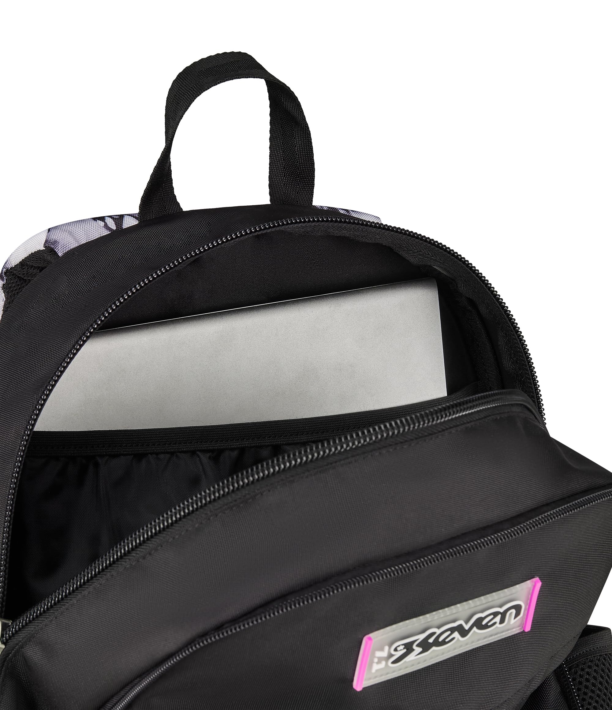 Seven Zaino Scuola Dual Detach PLUMPY LINE GIRL, Nero, 32 L, Doppio Scomparto, Multifunzione, Zaino Staccabile, Tasca con organizer, Scomparto porta pc, Scuola media e superiore, Bambina, Ragazza