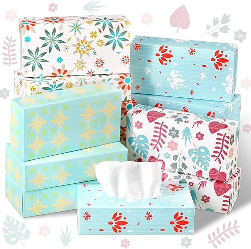 12 paquetes de 1560 hojas de pañuelos faciales suaves, pañuelos faciales de cuatro patrones, 2 capas, 130 hojas cada caja, pañuelos faciales para el