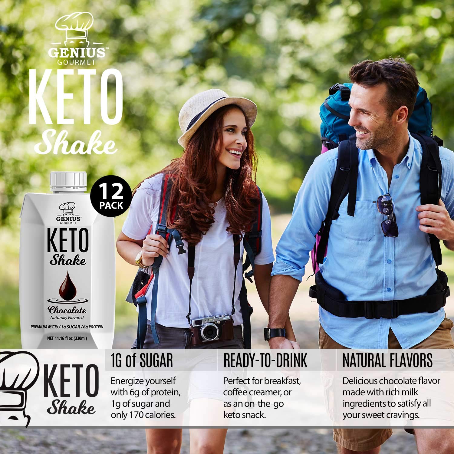 Genius Gourmet All Natural Keto Shakes Ready to Drink Low Carb Keto
