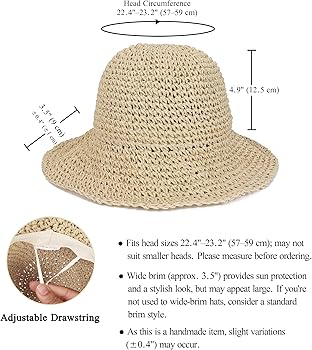 Womens Wide Brim Straw Sun Hat Foldable Floppy Crochet Beach Hat