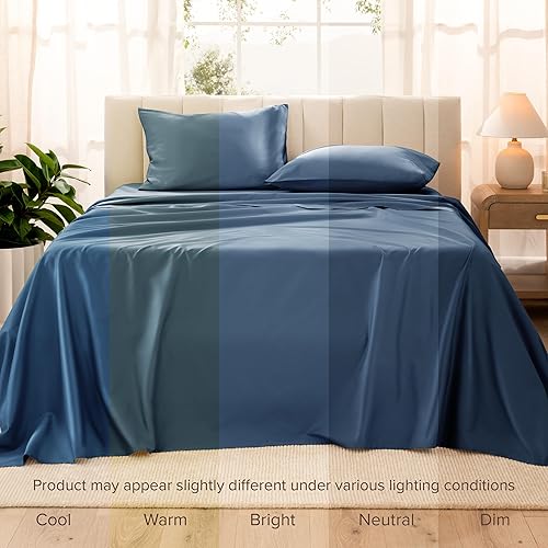 Miniatura 9 de Bare Home Juego de sábanas tamaño King 100 % algodón orgánico, tejido satinado suave, transpirable y refrescante, juego de lujo de hotel, sábanas de