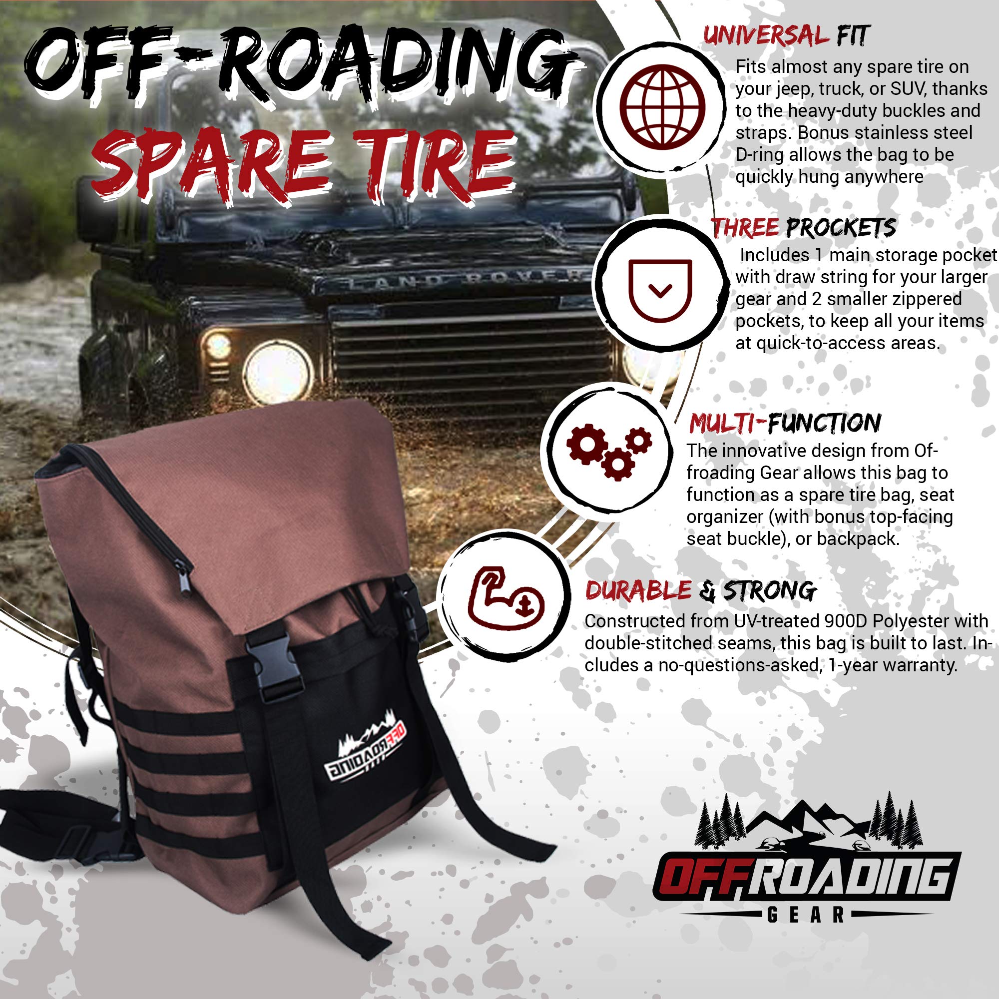 Buy Spare Tire Trash and Rear Gear Bag w/Seat Organizer & Backpack