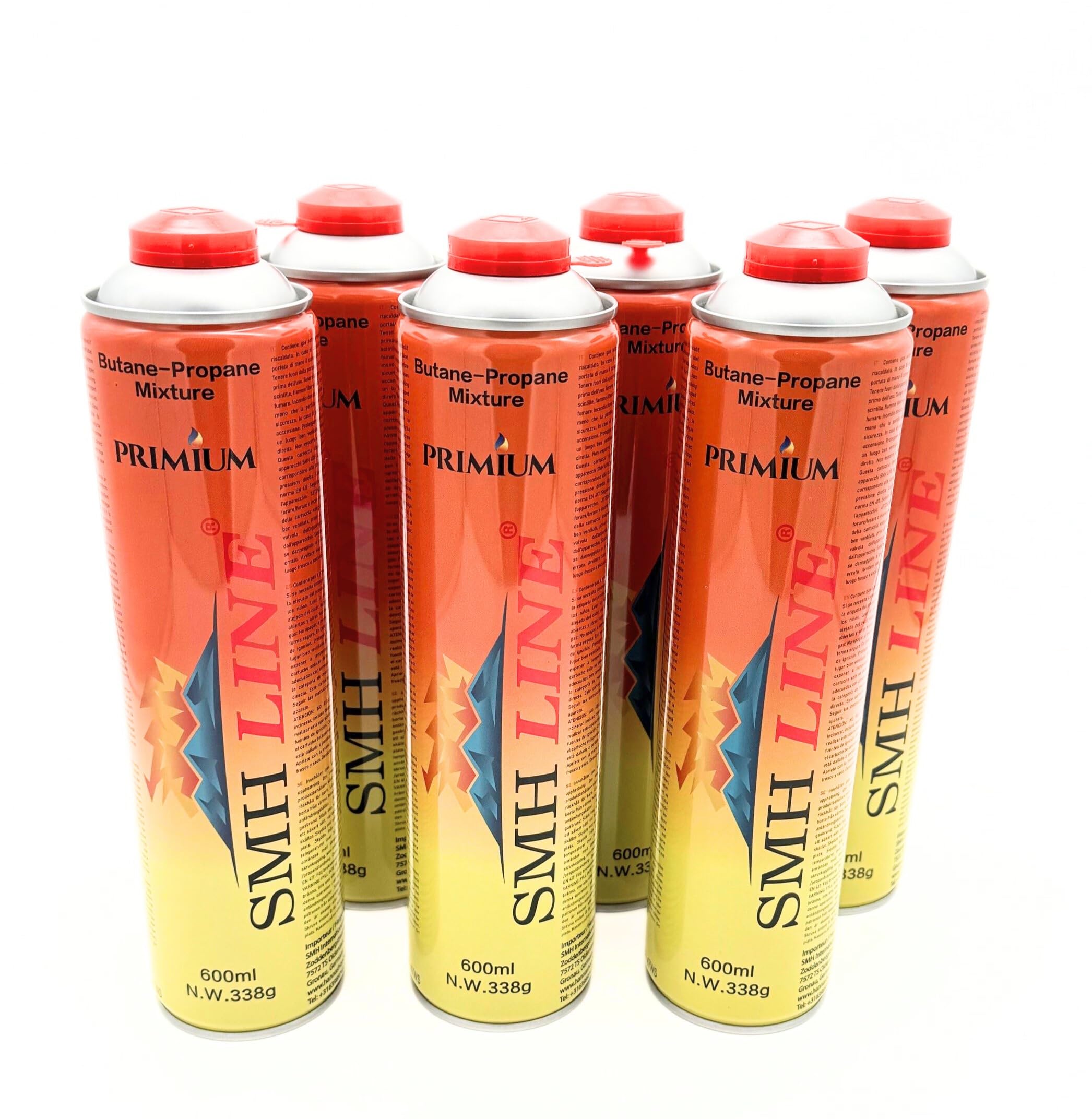 SMH LINE Lot de 12 cartouches de gaz universelles 600 ml pour réchaud camping brûleur gaz propane butane 7/16" filetage EN417