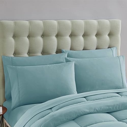 Miniatura 5 de Sweet Home Collection - Juego de 7 piezas en una bolsa con edredón liso con relleno alternativo, suave para todas las estaciones y lujosas sábanas