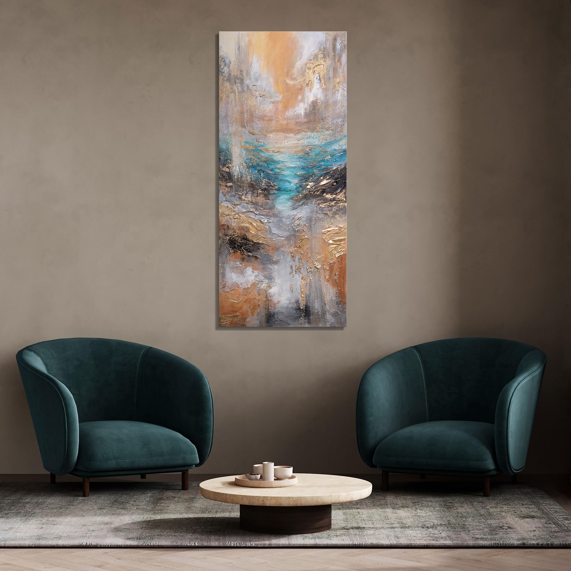 Abstrakte Bilder auf Leinwand Handgemalt 115x50 cm Wandbild Wohnzimmer moderne Wohndekor