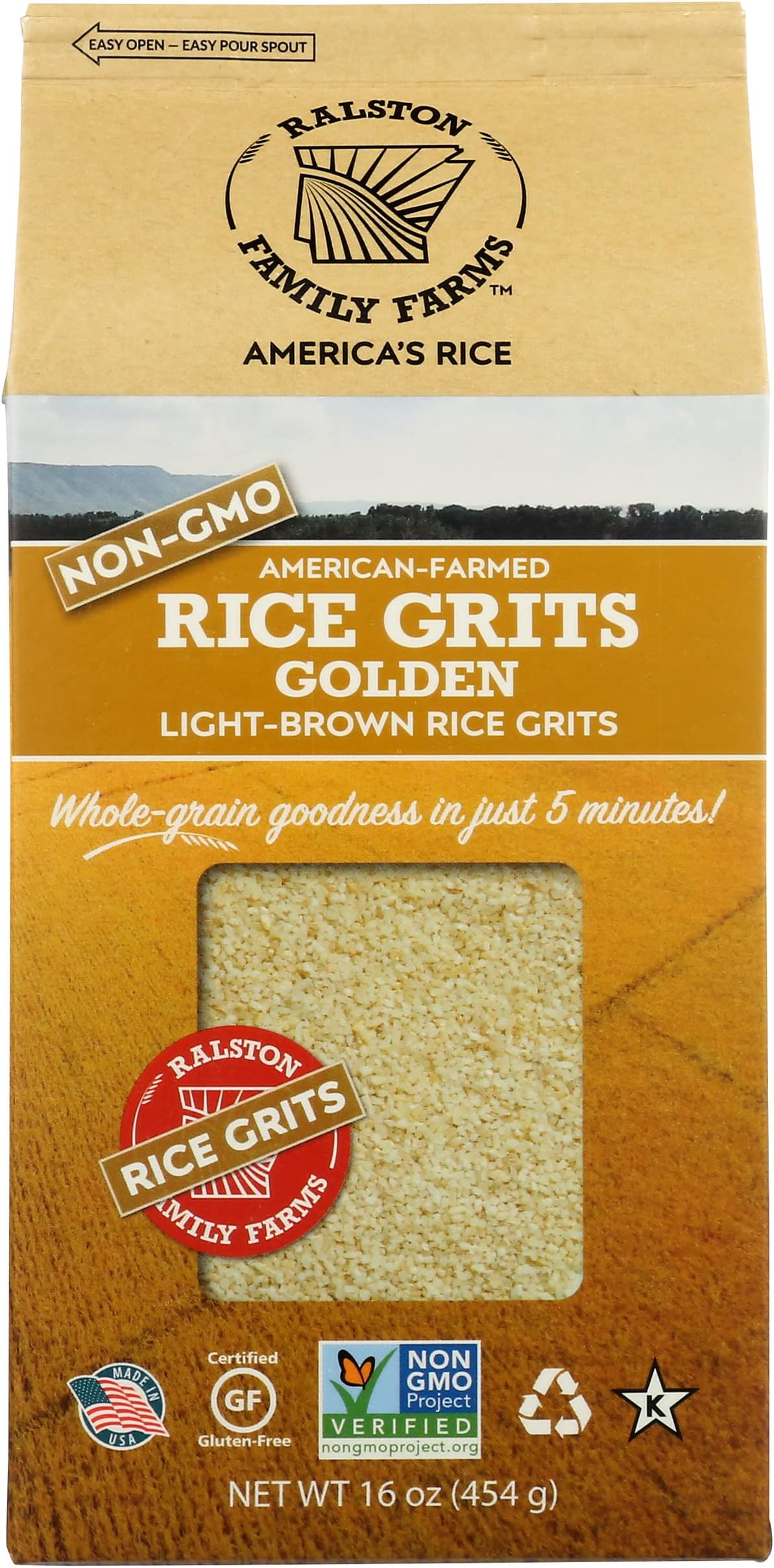 Ralston Family Farms Golden Rice Grits, Gluten Free, Non GMO, 16 Ounces (Pack Of 6)