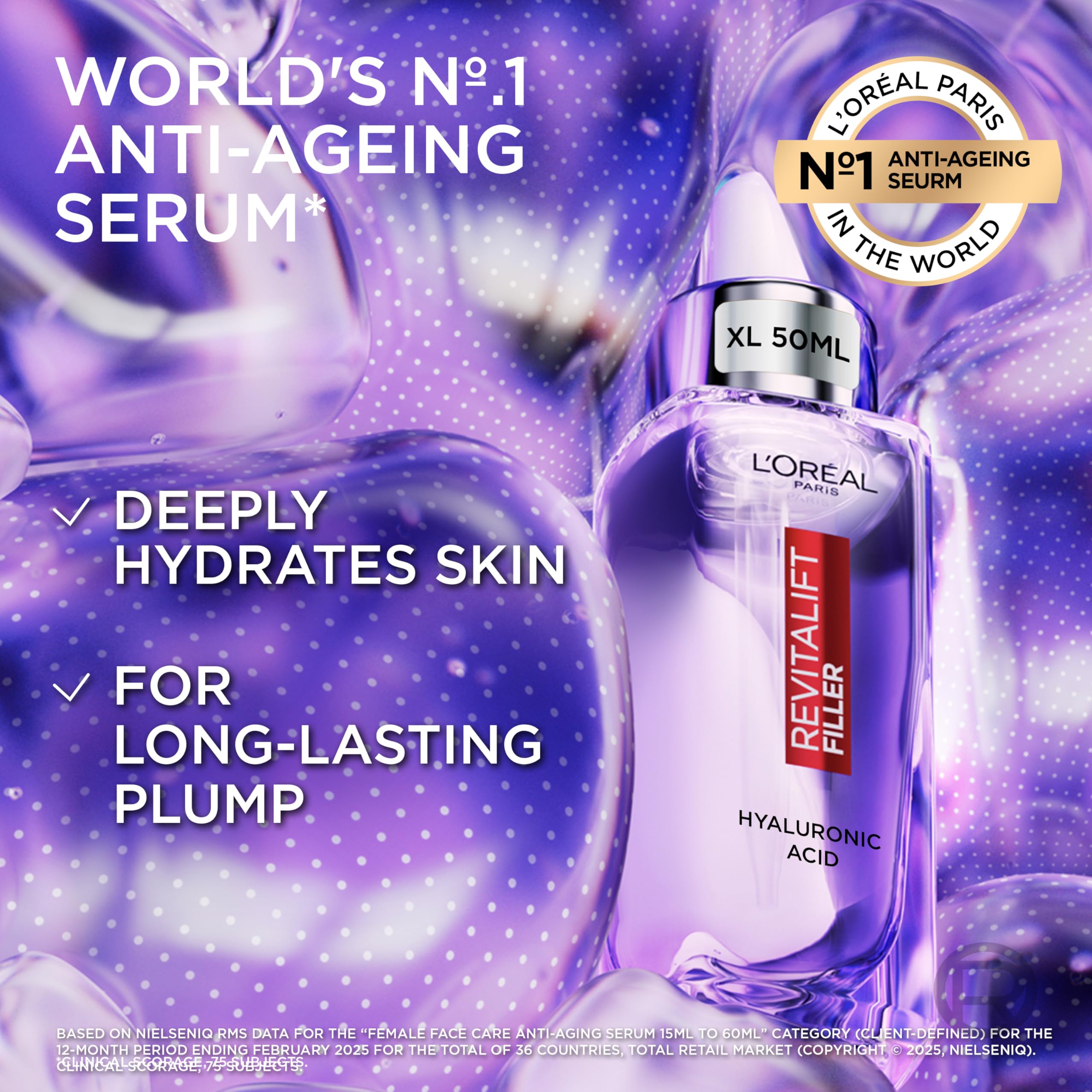 L'Oréal Paris Revitalift Hyaluronic Acid Serum - XL 50ml Serum, 1.5% Pure Concentrated Micro-Epidermic Hyaluronic Acid Dropper Serum, intensely hydrates and replumps lines and wrinkles, 50ml — view 4
