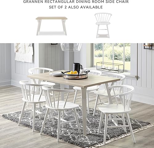 Miniatura 6 de Signature Design by Ashley Mesa de comedor rectangular moderna Grannen, color blanco y madera natural