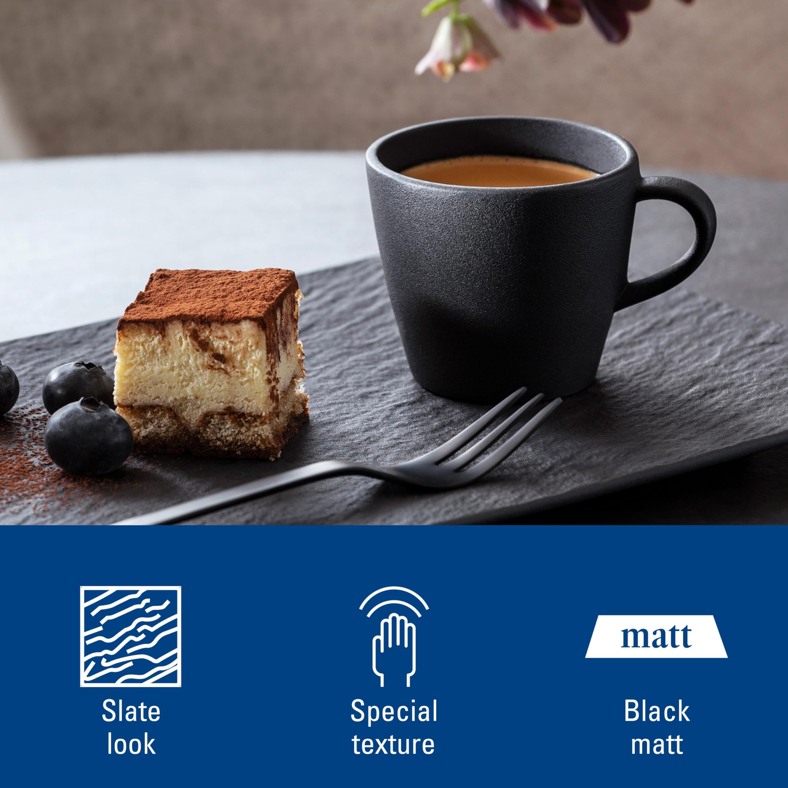 Villeroy & Boch Manufacture Rock filiżanka do mokki/espresso 100 ml, nadaje się do mycia w zmywarce, nadaje się do kuchenki mikrofalowej, czarna filiżanka do kawy mokki lub espresso, kubek do gorących