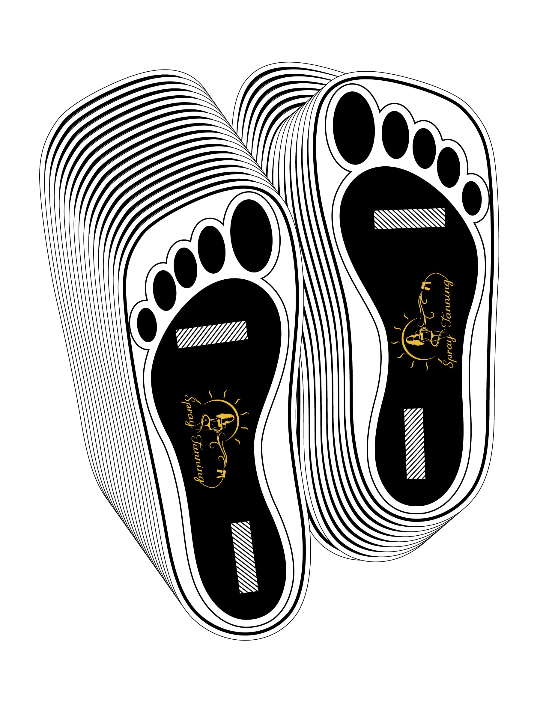 60 Pairs(120 Feets) Disposable Black Tanning Feet Pads Sunless Airbrush Spray Tent Protect Foot Shaped Spray Tan Sandals