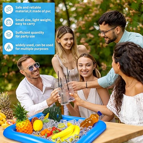Miniatura 4 de Enfriador inflable de 8 piezas para servir hielo, bar, bebidas, bufé, ensalada, bandeja flotante para piscina, picnic, barbacoa, interior y