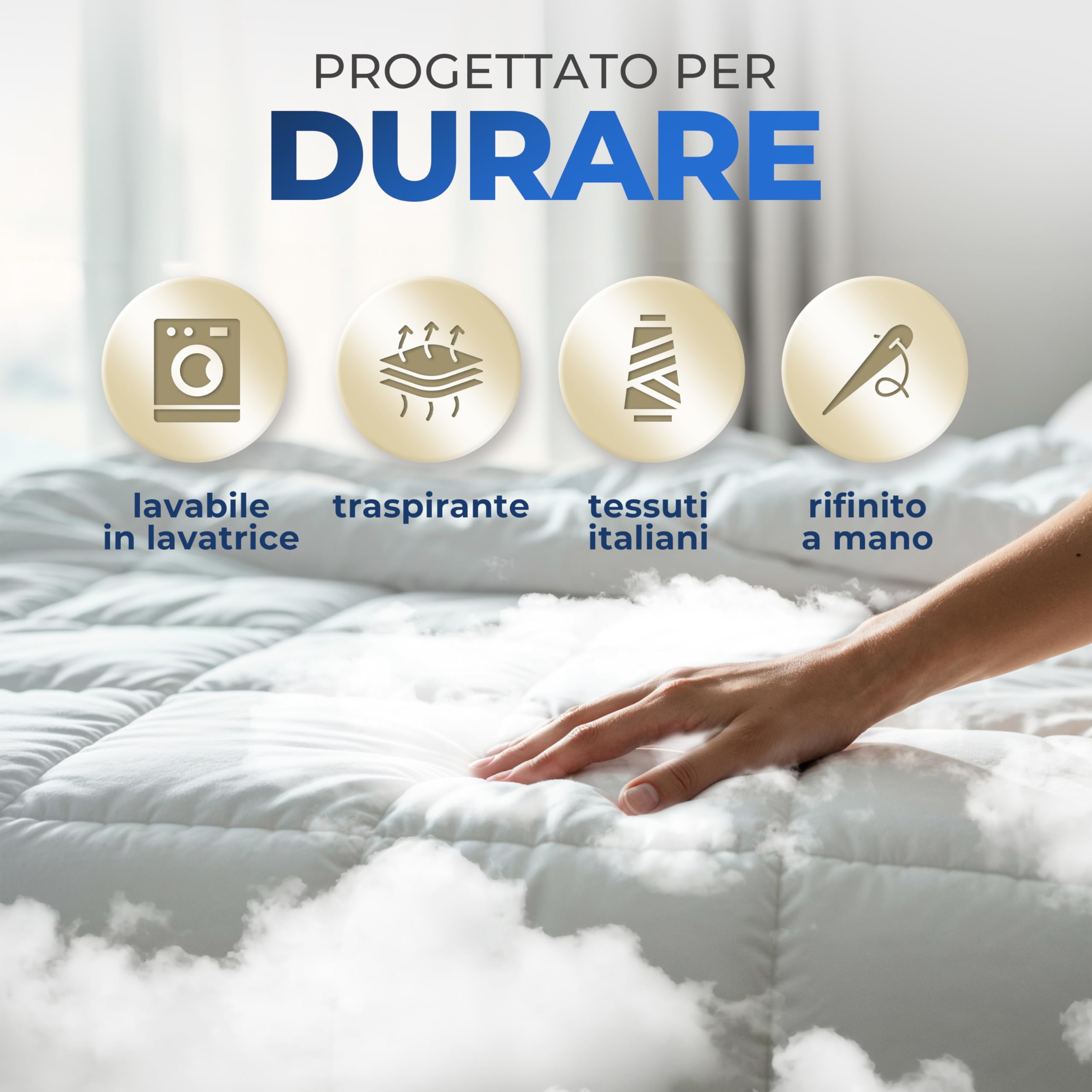 Beybe Trapunta invernale letto singolo 135x200 cm in Cotone Percalle – Imbottitura Anallergica e Traspirante – Made in Italy Rifinita a Mano, Alta Qualità e Comfort Tutto l’Anno