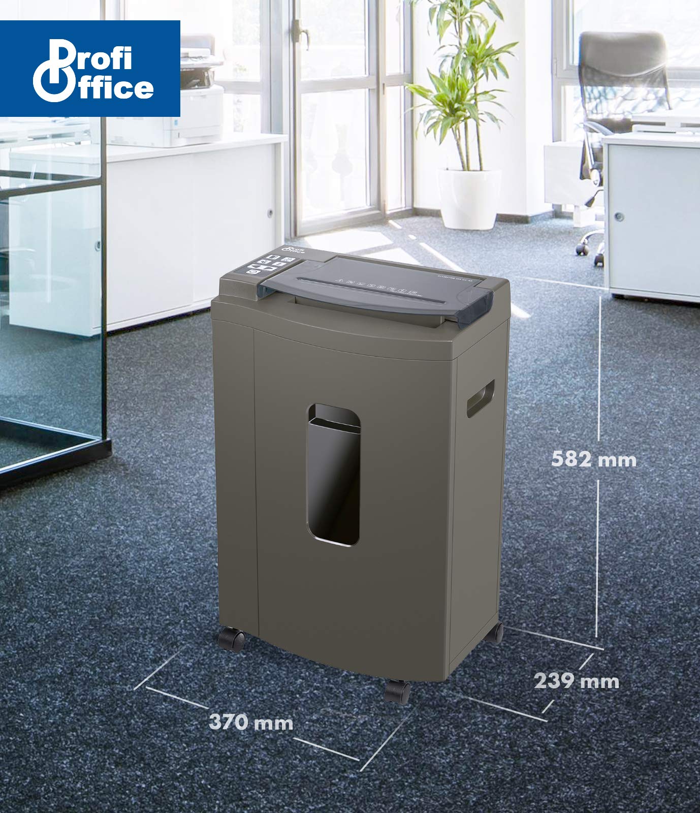 Profi Office Auto Feed niszczarka dokumentów, cięcie cząstek P-5, 150 arkuszy jednocześnie, niezawodna, cicha praca, standard DSGVO (91956)