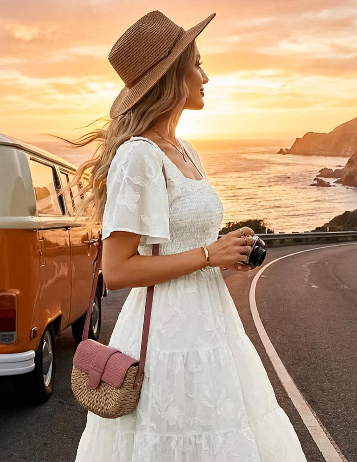 ZESICA Women's Summer Boho Floral Mini Dress 2026 Casual Short Sleeve Square Neck Swing Beach Vacation Sundress - Image 7