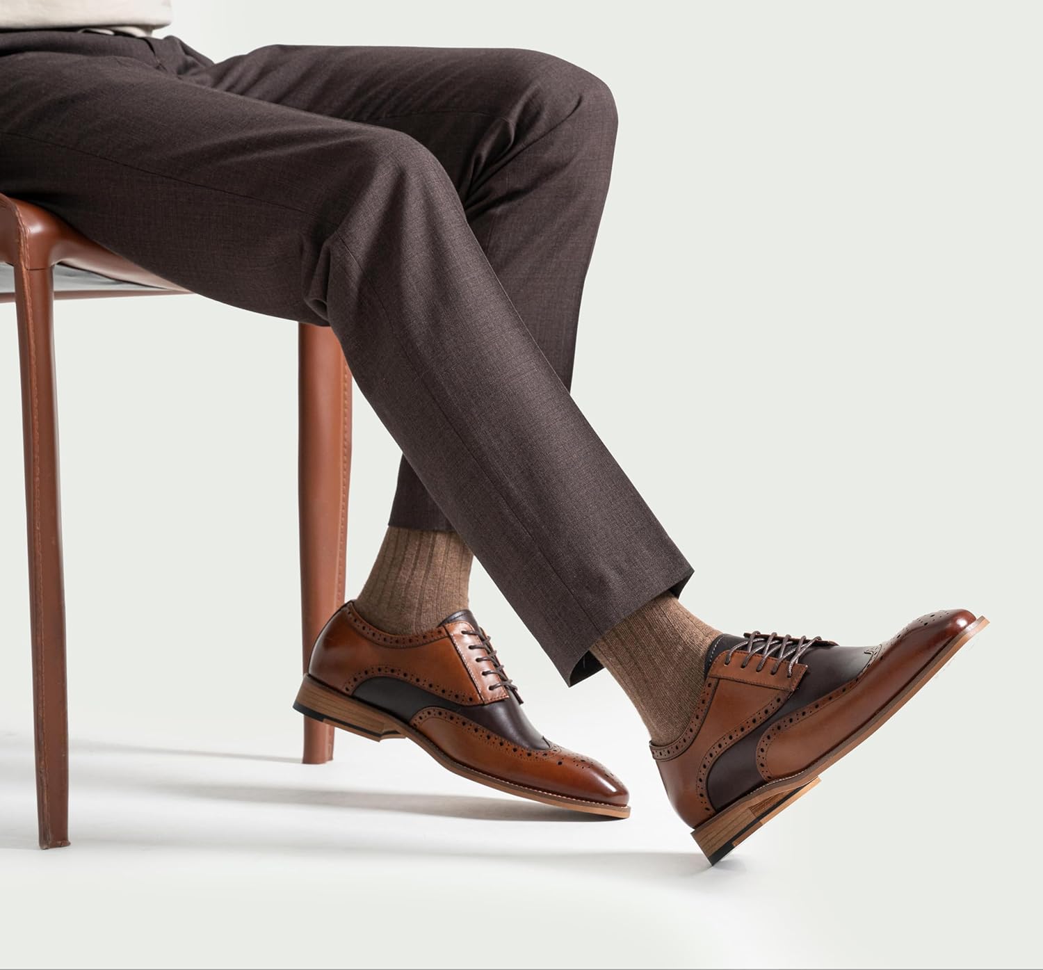 Jousen Mens Dress Shoes Leather Oxford Derby Shoe Formal Brogue Wingtip Dress Shoes for Men - Image 3