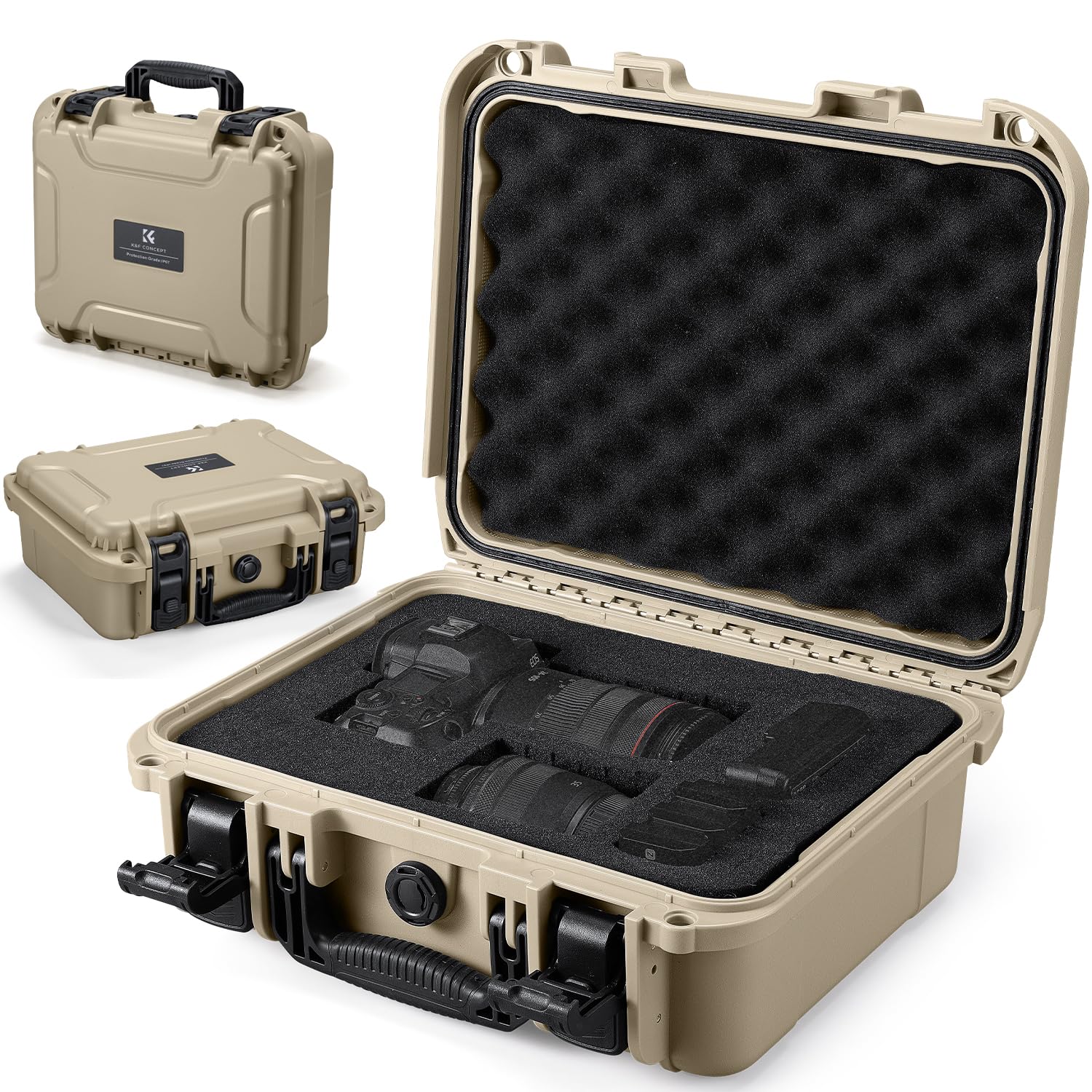 K&amp;F CONCEPT Waterproof Hard Case, IP67 Protective Case with Pre-Scored Foam