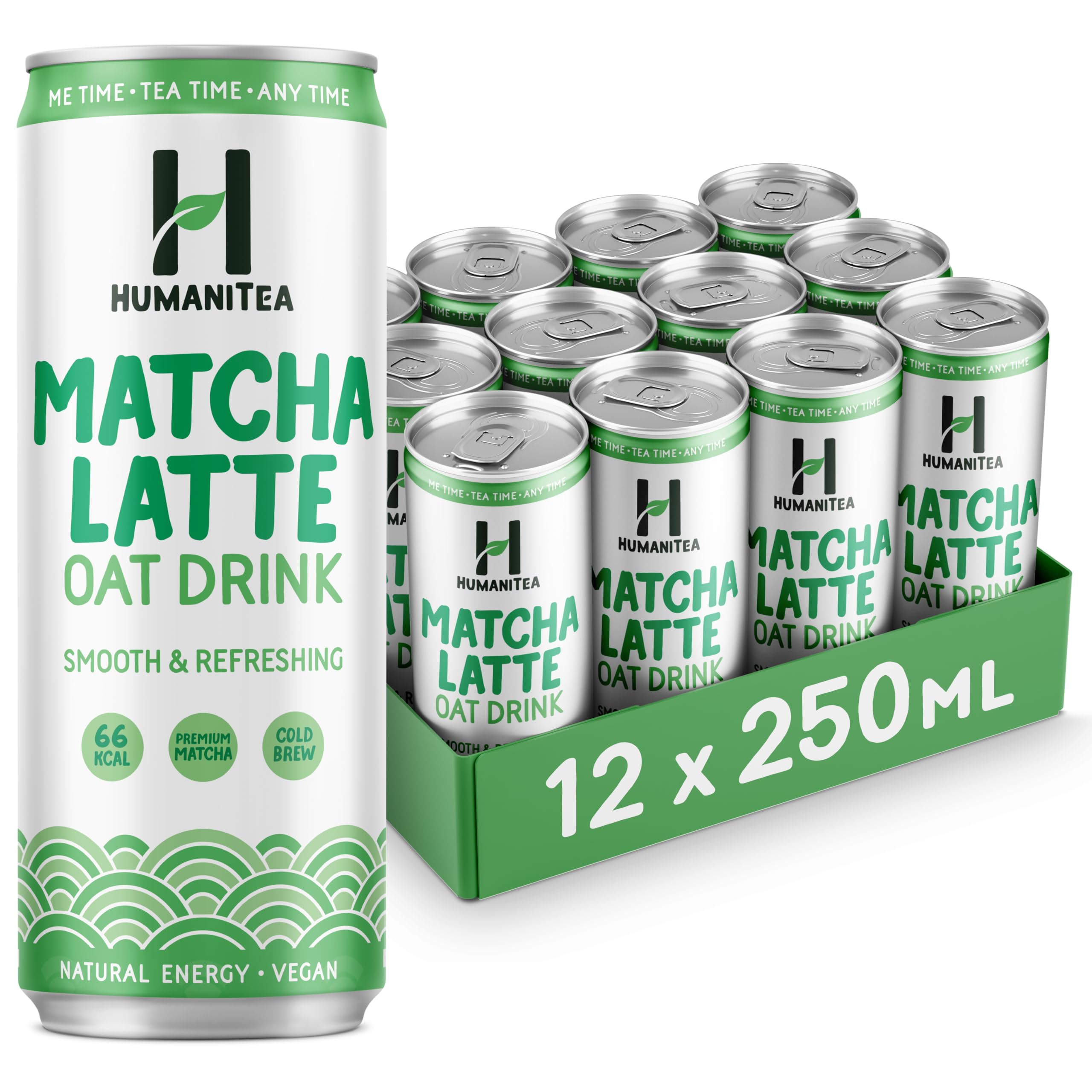 HumaniTea Matcha Latte Oat Drink, 250ml (Pack of 12)