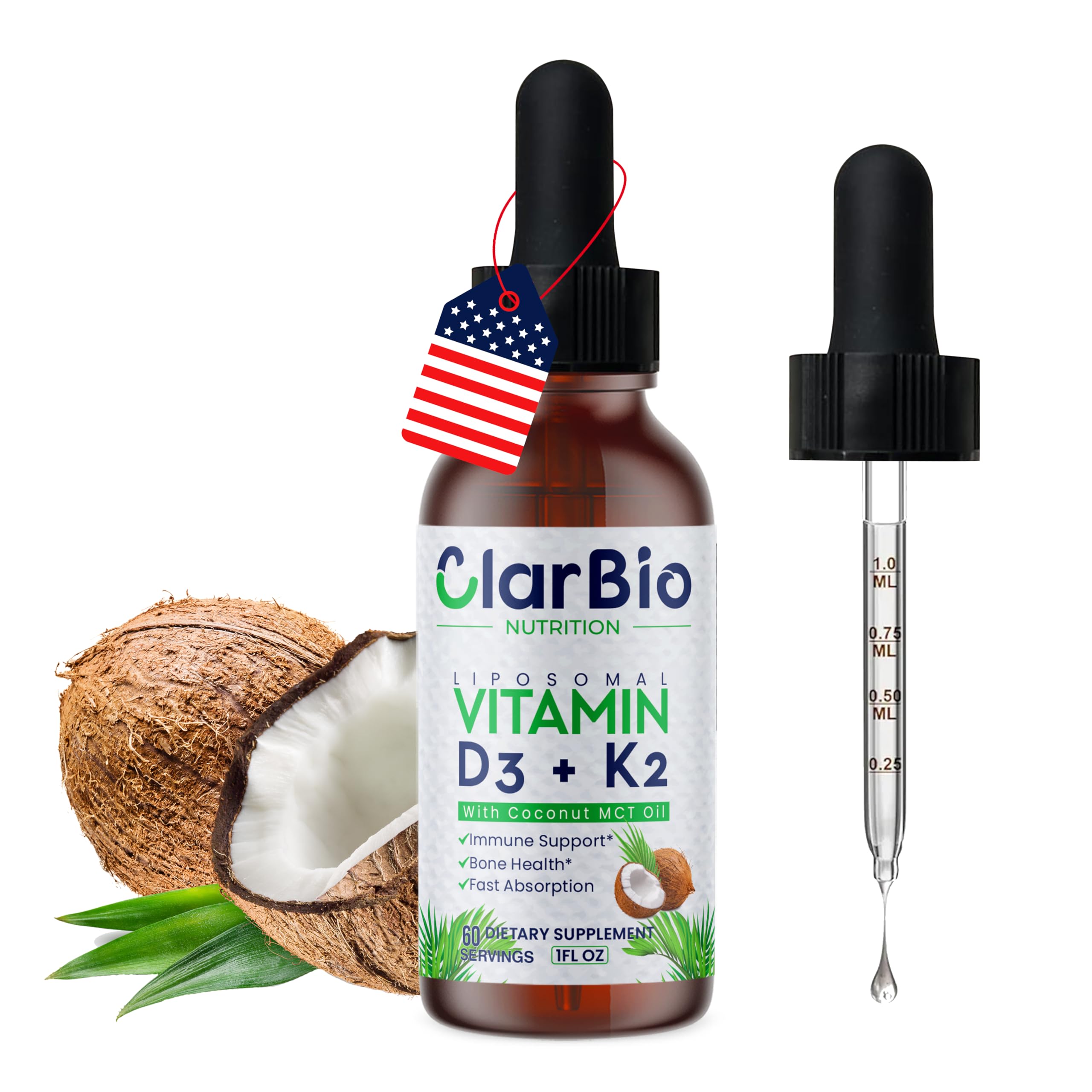 Amazon.com: ClarBio Nutrition Liposomal Vitamin D3 K2 (MK-7