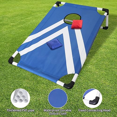 Miniatura 6 de Juego de Cornhole portátil con marco de PVC con 2 tablas de Cornhole plegables, 8 bolsas de frijoles y funda de transporte, mini juego de cornhole