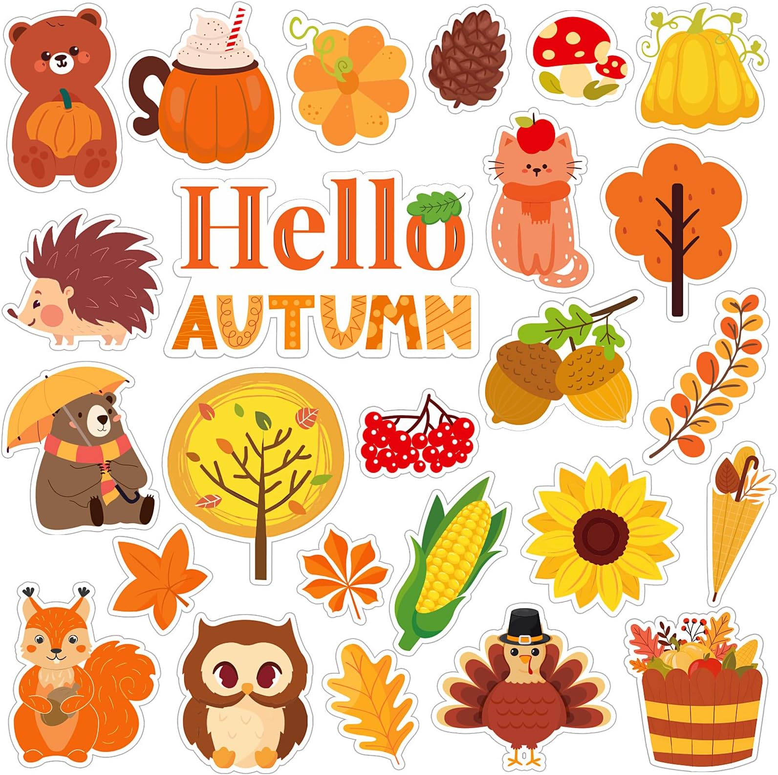MARFOREVER 50 PCS Fall Gel Window Clings, Autumn Harvest Pumpkins Maple Leaf Pine Cones Thick Window Gel Clings Decals for Kids Fall Thanksgiving Classroom Nursery Home Party Supplies Decorations