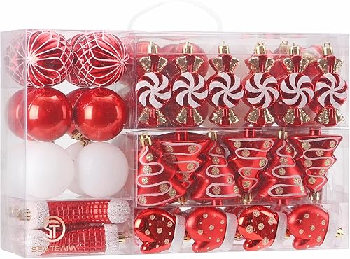 Miniatura 1 de Sea Team - Paquete de 77 adornos de Navidad esferas de Navidad irrompibles, diseño de árbol de Navidad reutilizable.