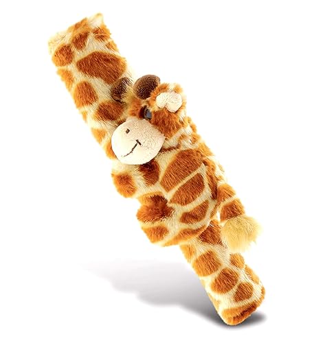 DolliBu - Funda para cinturón de seguridad de automóvil con diseño de jirafa naranja, suave y esponjoso, soporte para correa de cinturón de