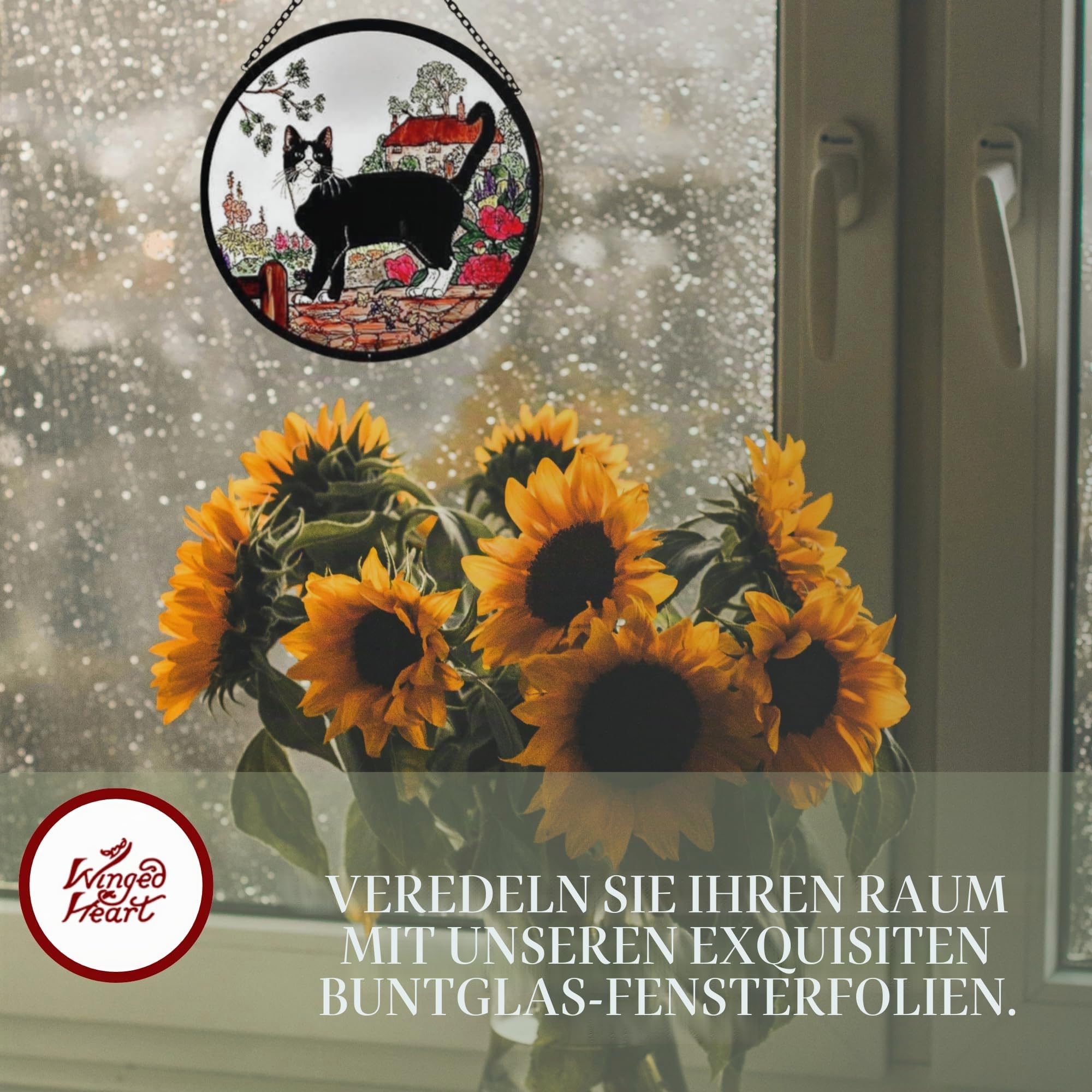 Celtic Glass Designs Dekorativer handbemalter Sonnenfänger, Glasmalerei, Motiv Kornfeld