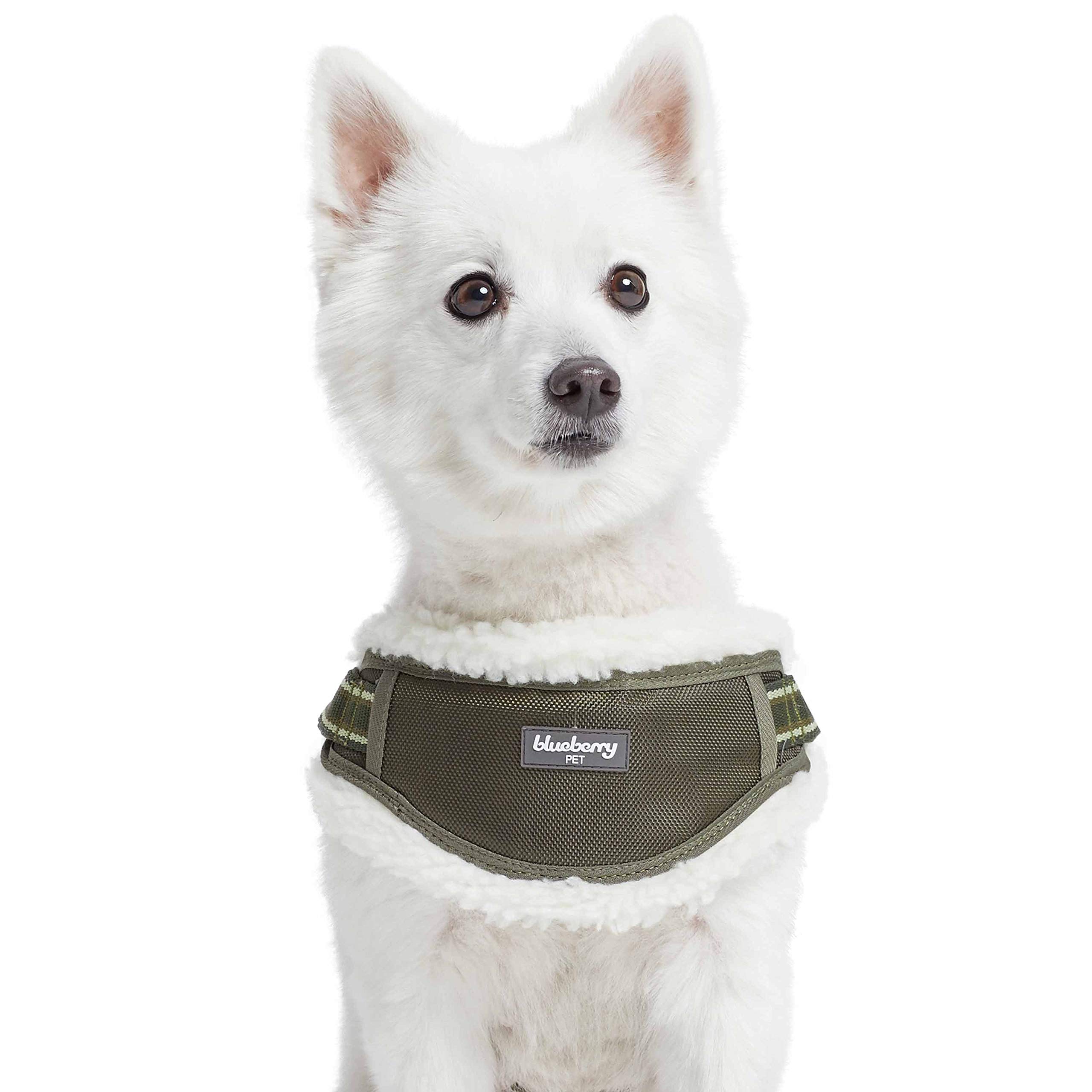 Harnais de dressage pour chien réglable rembourré polaire vert olive 52-66cm