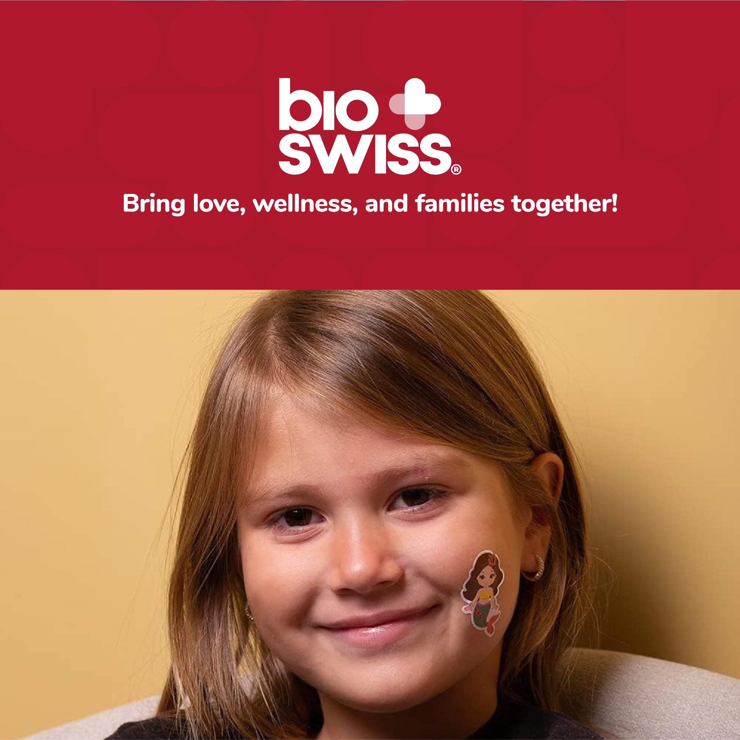 BioSwiss Bandaids für Kinder, 24 sterile selbstklebende Bandagen in einzigartiger Form, bunt, lustig, niedlich, für Mädchen und Jungen, Erste Hilfe für Erwachsene, schützt Kratzer und