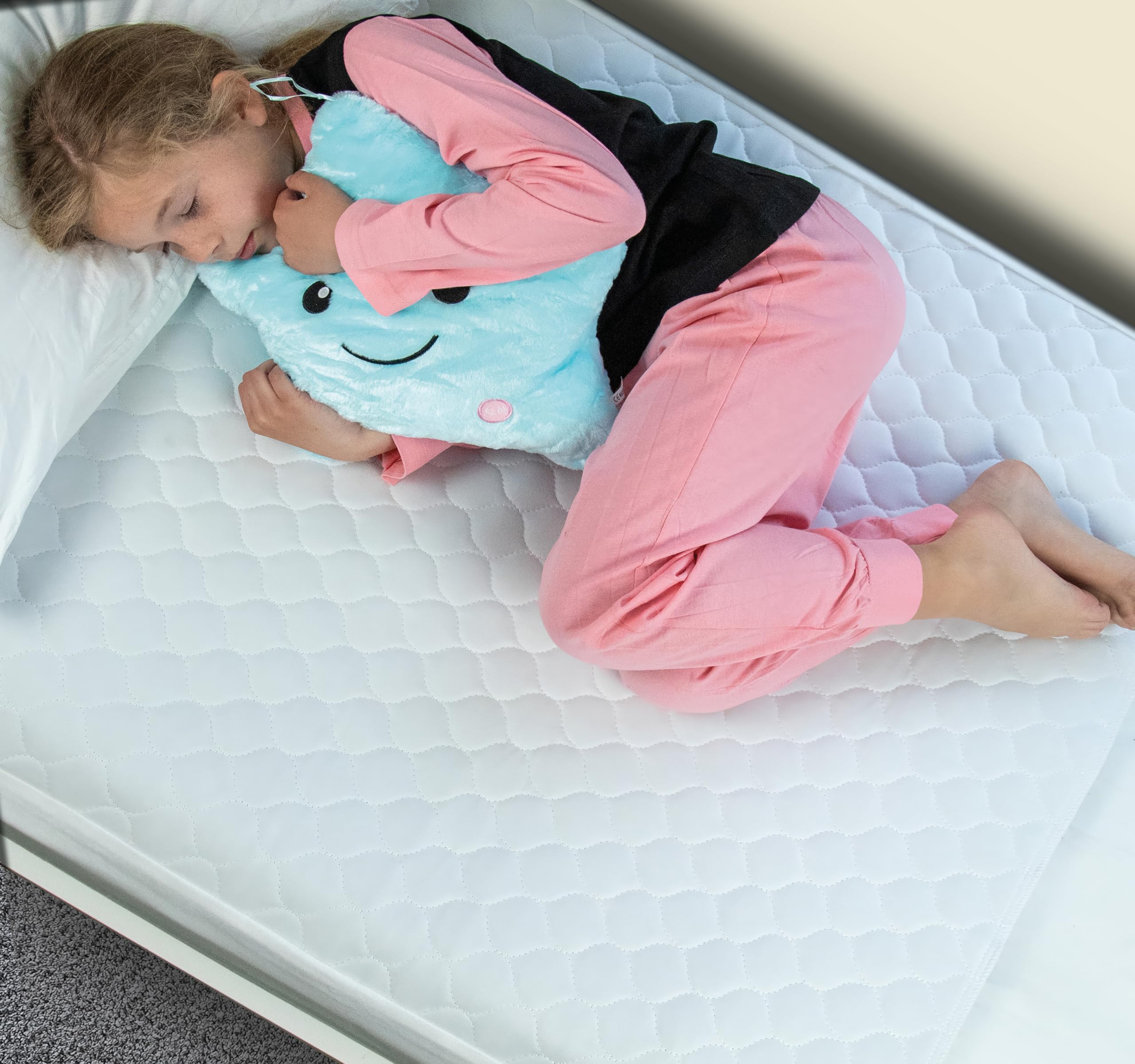 Bedwetz Single Plain Potty Training Bed Pad – Waterproof Mattress Protector For Toddler & Single Beds, Washable 5-Layer Bed Wetting Sheet With Non-Slip Wing Tucks | Plain