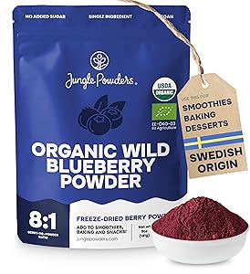 Wild Blueberry Powder Organic 5 Ounce Bag USDA Certified & 3rd Party Lab Tested - Antioxidant Rich Smoothies Freeze Dried Blueberries Organic Blueberry Extract for Baking From Whole Dried Blueberries