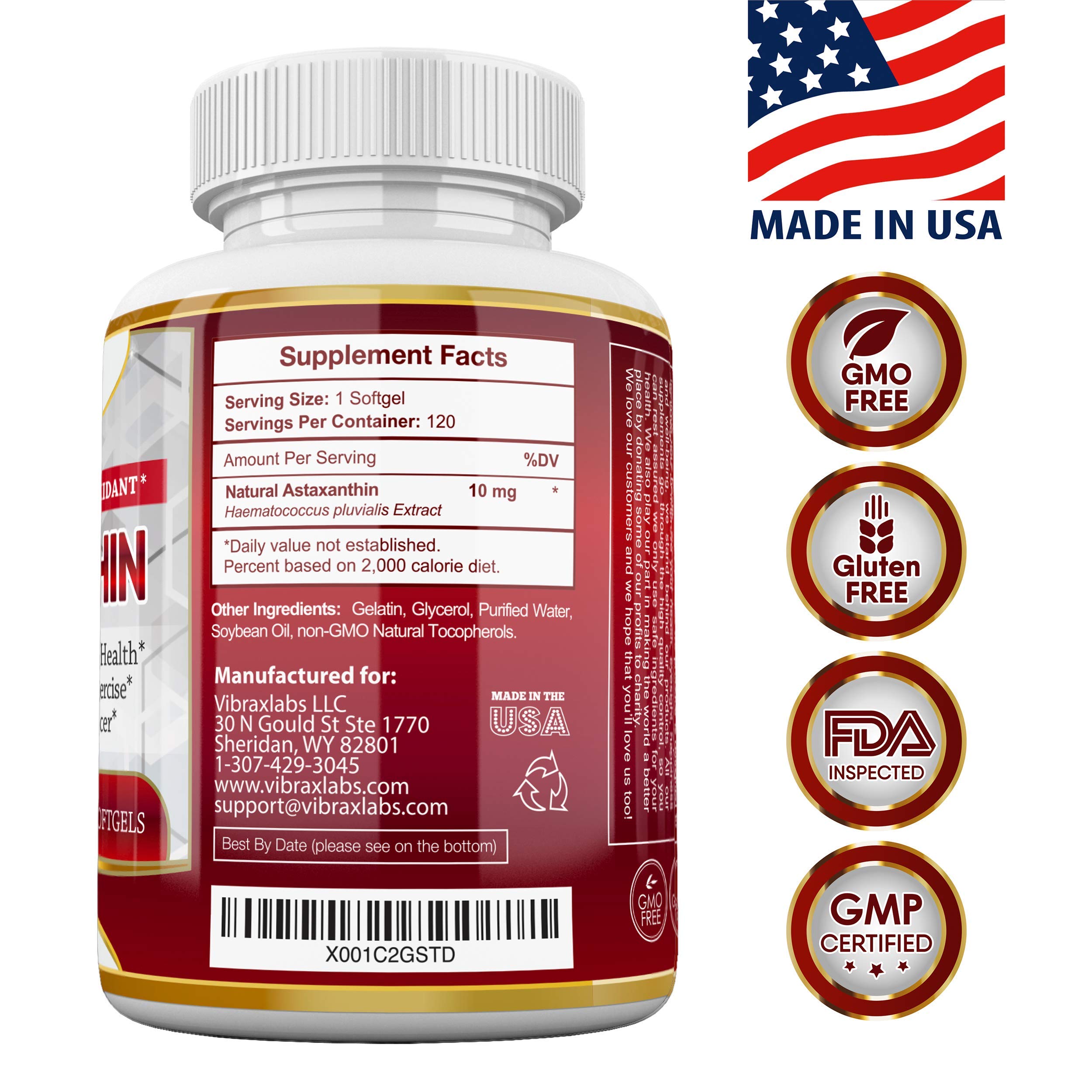 Astaxanthin 10mg Supplement / Best Pure Antioxidant from Microalgae
