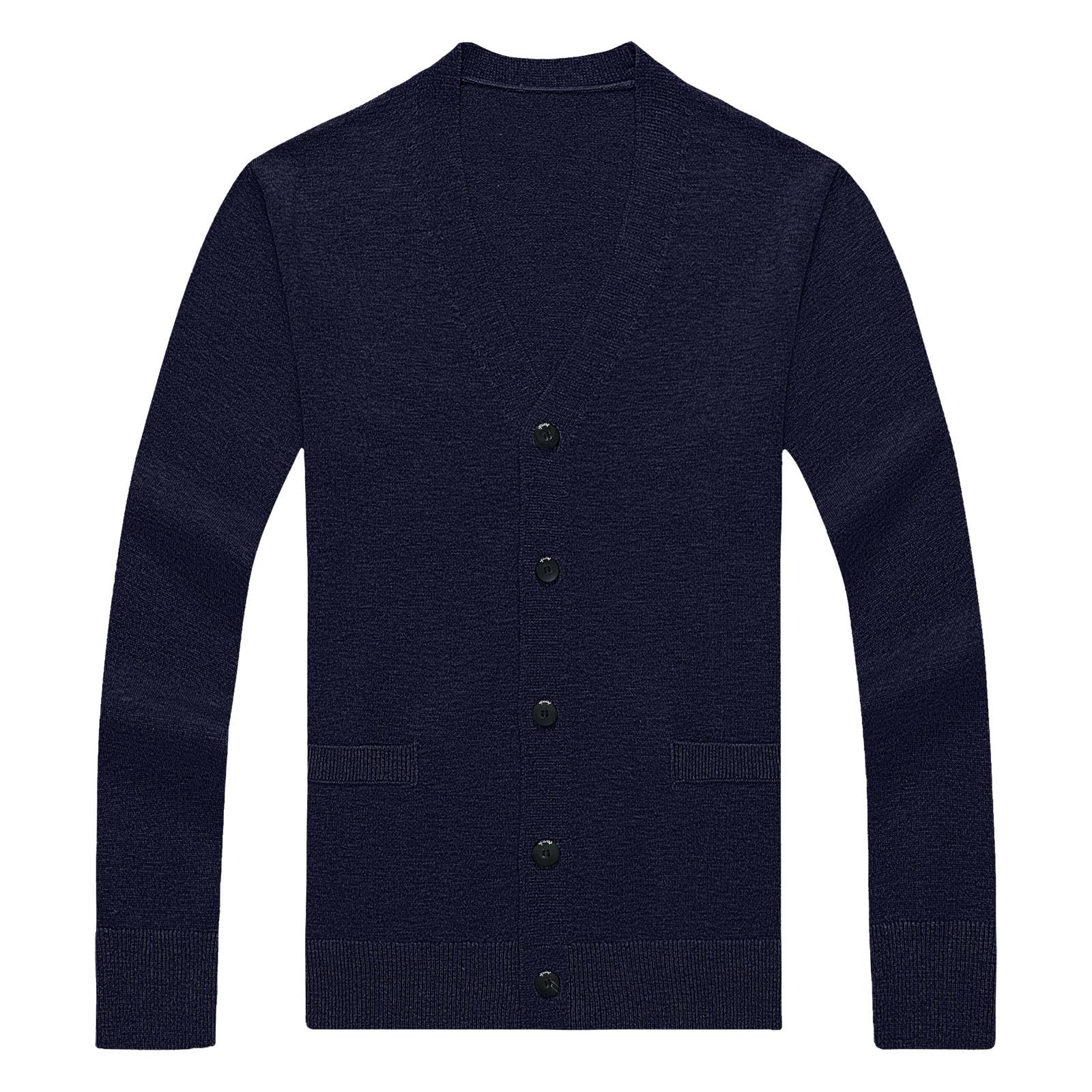 Genérico Cardigan Punto Hombre, Chaqueta Punto Hombre Cuello V Cierre De Botones Y Bolsillos para Chaqueta Primavera Y Otoño Cómodo Suave Abrigo Casual Moda para El Ocio Y El Autocultivo