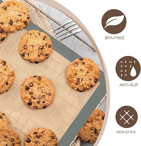 Miniatura 3 de Tapete de silicona para hornear, paquete de 3 alfombrillas reutilizables para hornear, antiadherentes, aptas para alimentos, para hornear, bandeja