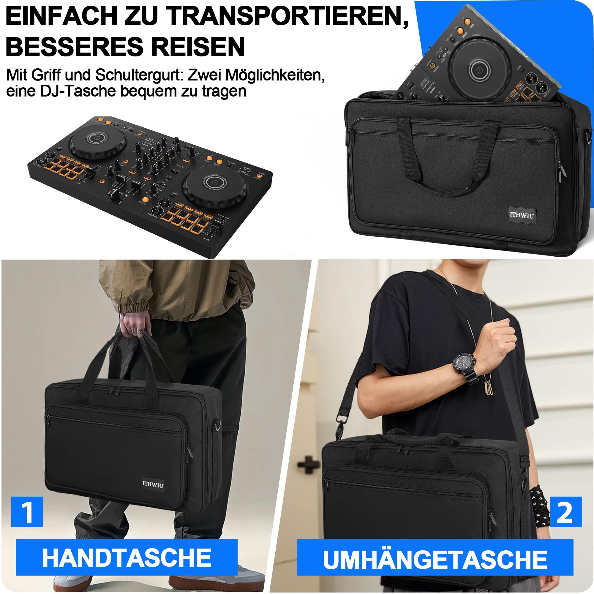 OUUTMEE Custodia portatile per controller DJ,75 x 45 x12 cm,Borsa portatile,Nero