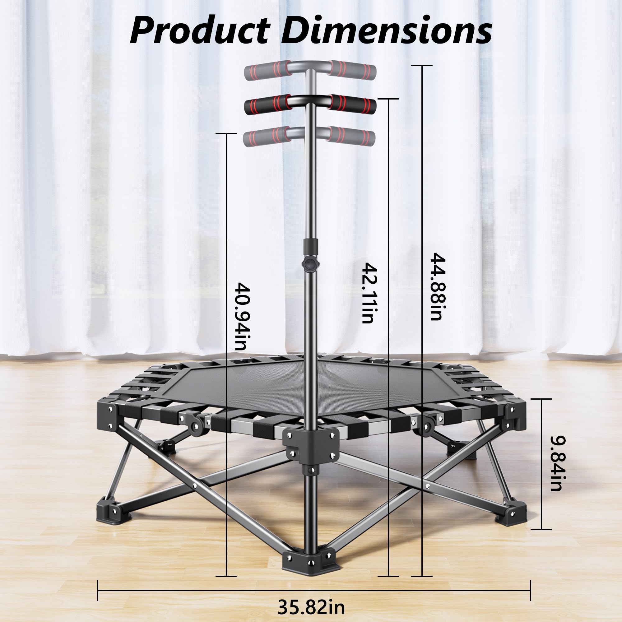 Mini trampolino fitness da 50 pollici per adulti – Rimbalzo da interno con telaio robusto ideale per l'allenamento a casa ed esercizi sportivi. Portata massima 230 kg.