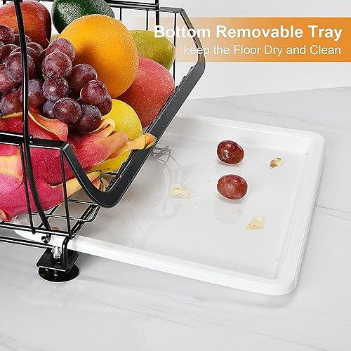 Miniatura 21 de Organizador de piso de despensa rodante de 3 niveles, carrito de almacenamiento apilable con ruedas, cestas de alambre de metal, soporte de cesta de