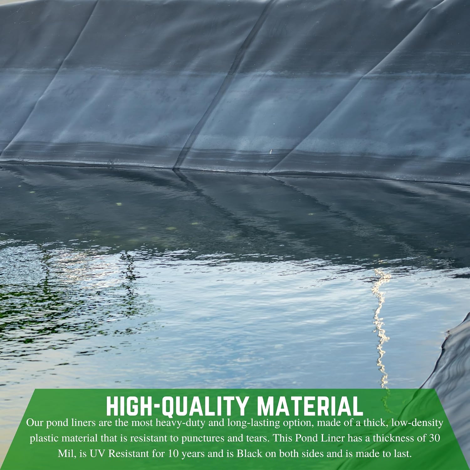 Farm Plastic Supply - 30 Mil Black Pond Liner - Pond Liner, Water Containment Liner, Containment Liner, 30 Mil Fish Pond LLDPE Linern Pond Liner for Outdoor Ponds, Liner (12.5' x 20')
