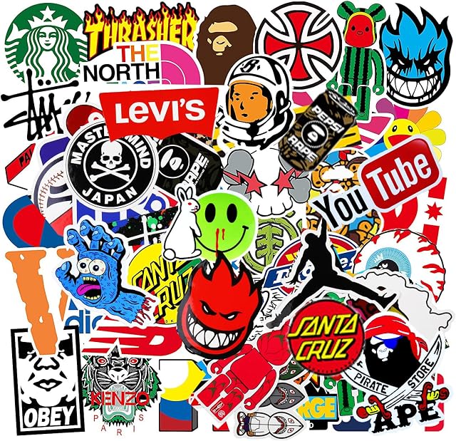Kaderas Brand Stickers 101 Pack, Vinyl Decals for Skateboard Laptop Bicycle Helmet Water Bottles Car, Fashion Stickers for Adults Teens Children