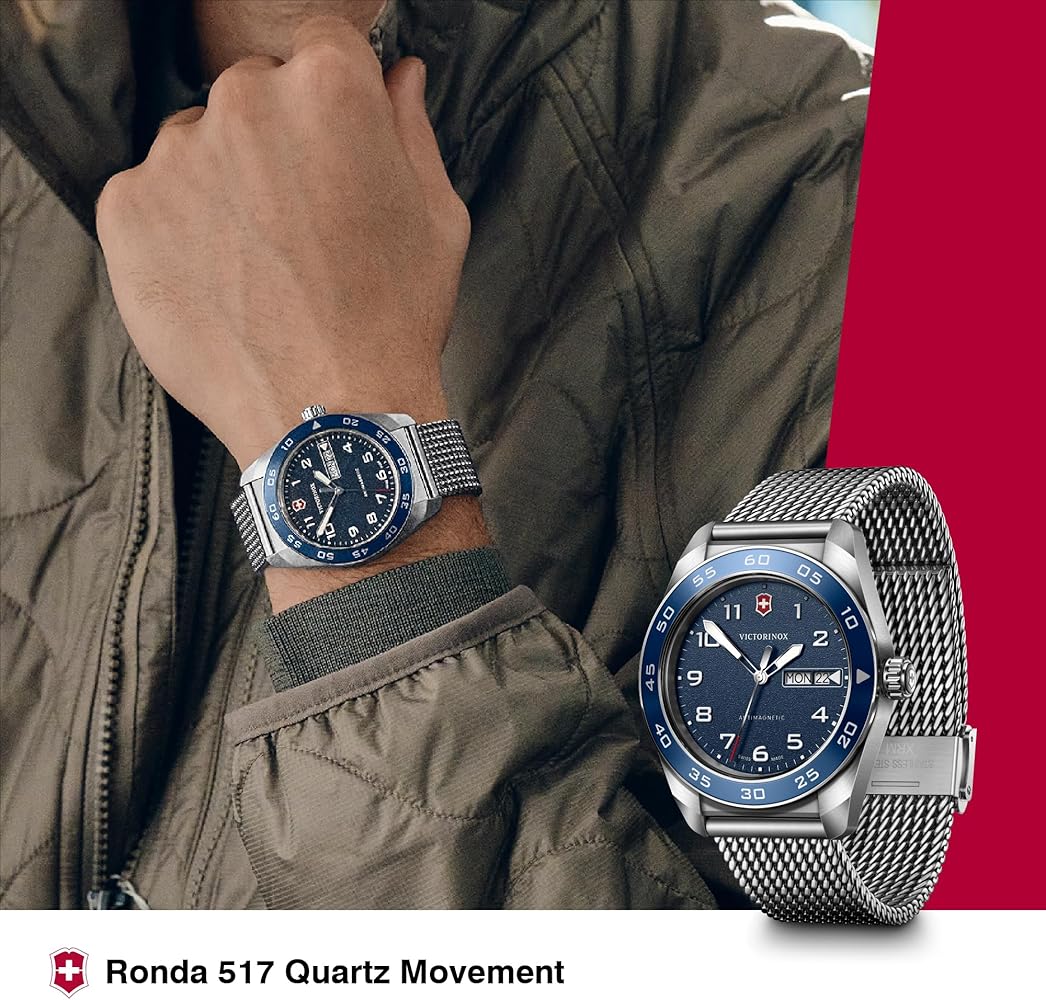 Amazon.com: Victorinox Swiss Army Quartz Blue Dial Mesh Stainless