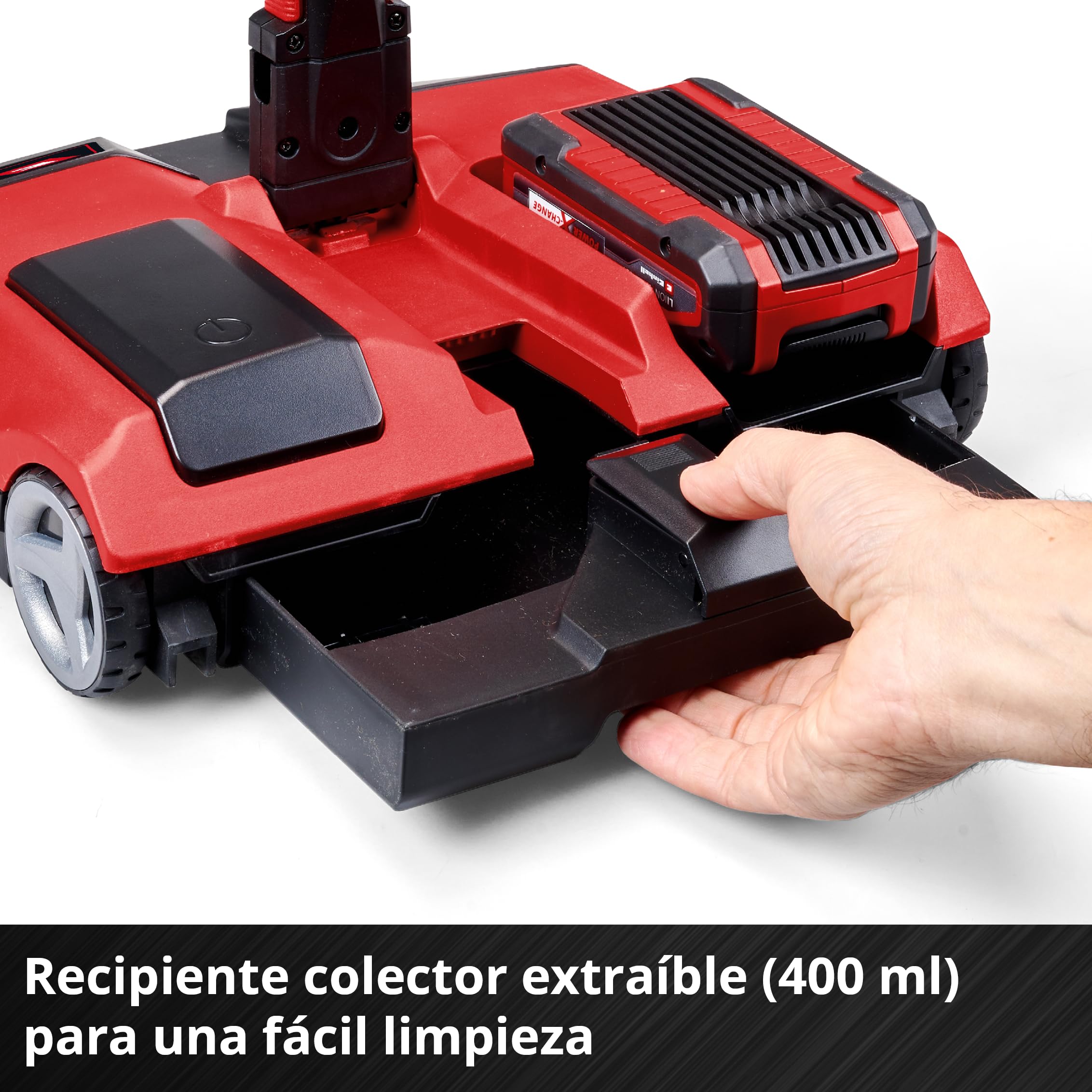 Escoba con batería TE-FS 18 Li-Solo Power X-Change de Einhell (18 V, rodillo de barrido de 250 mm de ancho, labio de limpieza, mango telescópico, sin bolsa, luz LED, incl. accesorios, sin batería)