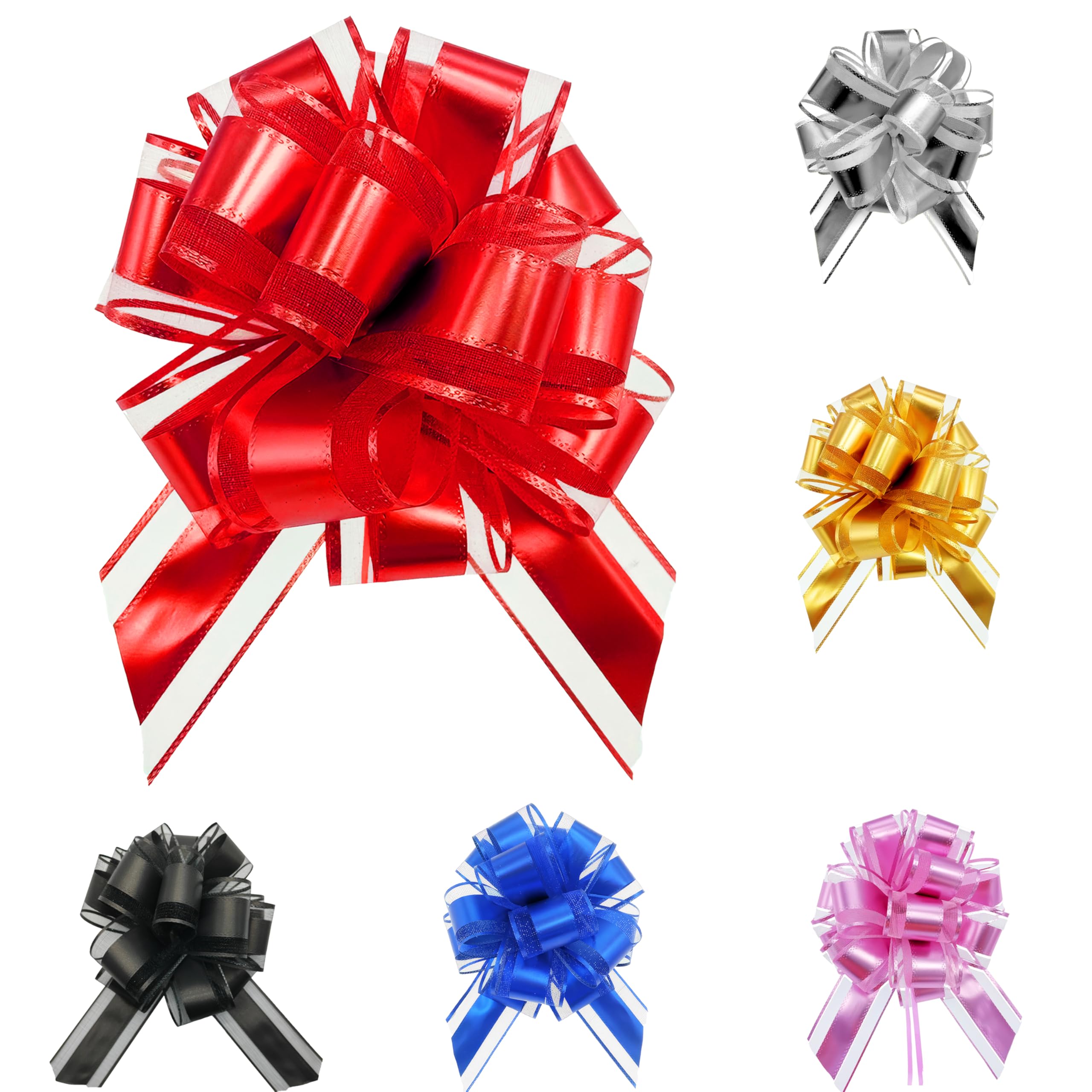 sxvblly 6 PCS Large Pull Bows 6 Inch 6 Color Bows for Gift Wrapping Wedding Basket Decorated Birthday Party and Valentine's Day Gift Decorations
