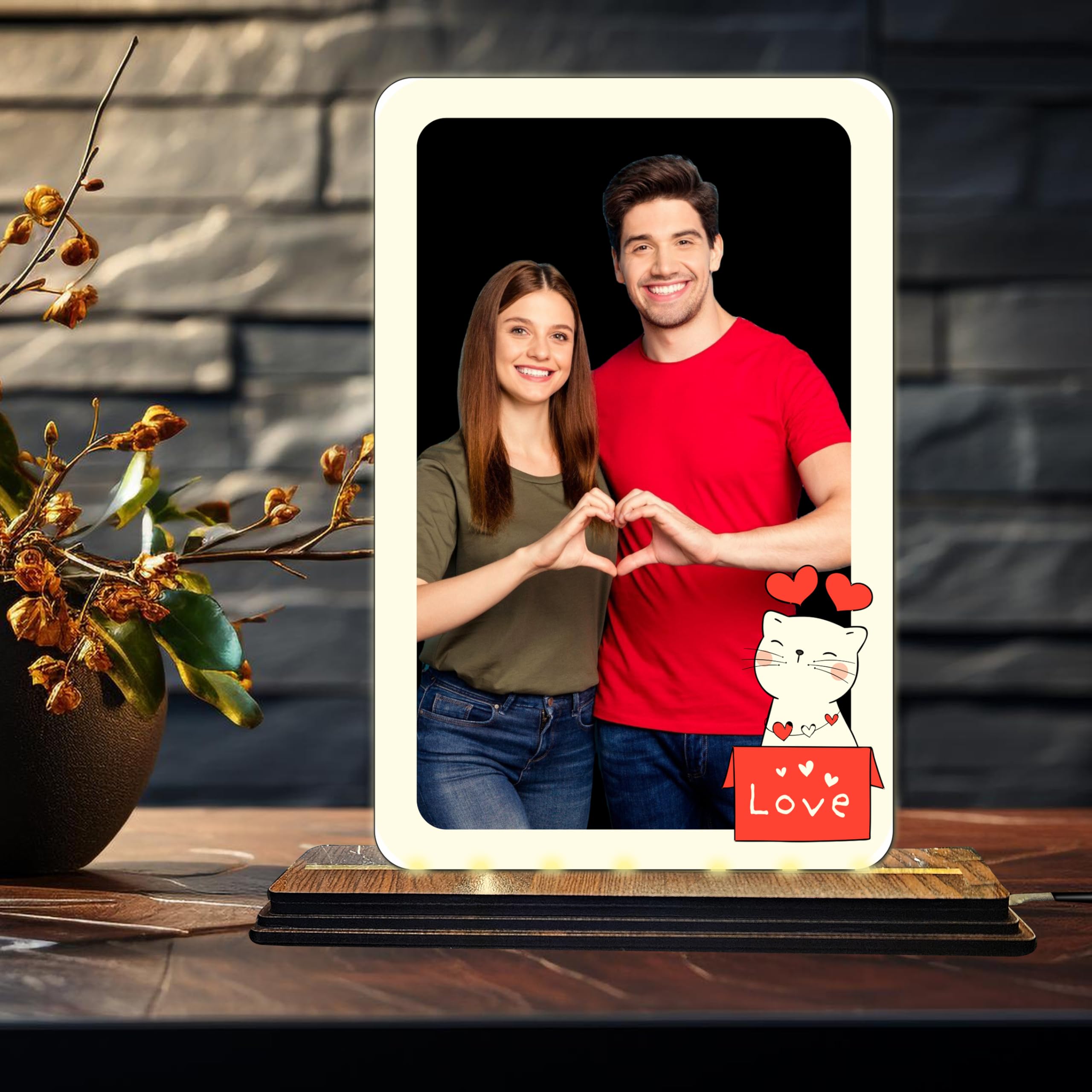Brown Cloud Customised Acrylic Printed Anniversary/Valentine LED Table Lamp/Plaque Personalised with Name, Decoration/Gift For Family/Friend/Girlfriend/Boyfriend (LED ACRY ADP VAL 11)(D8)-image-42