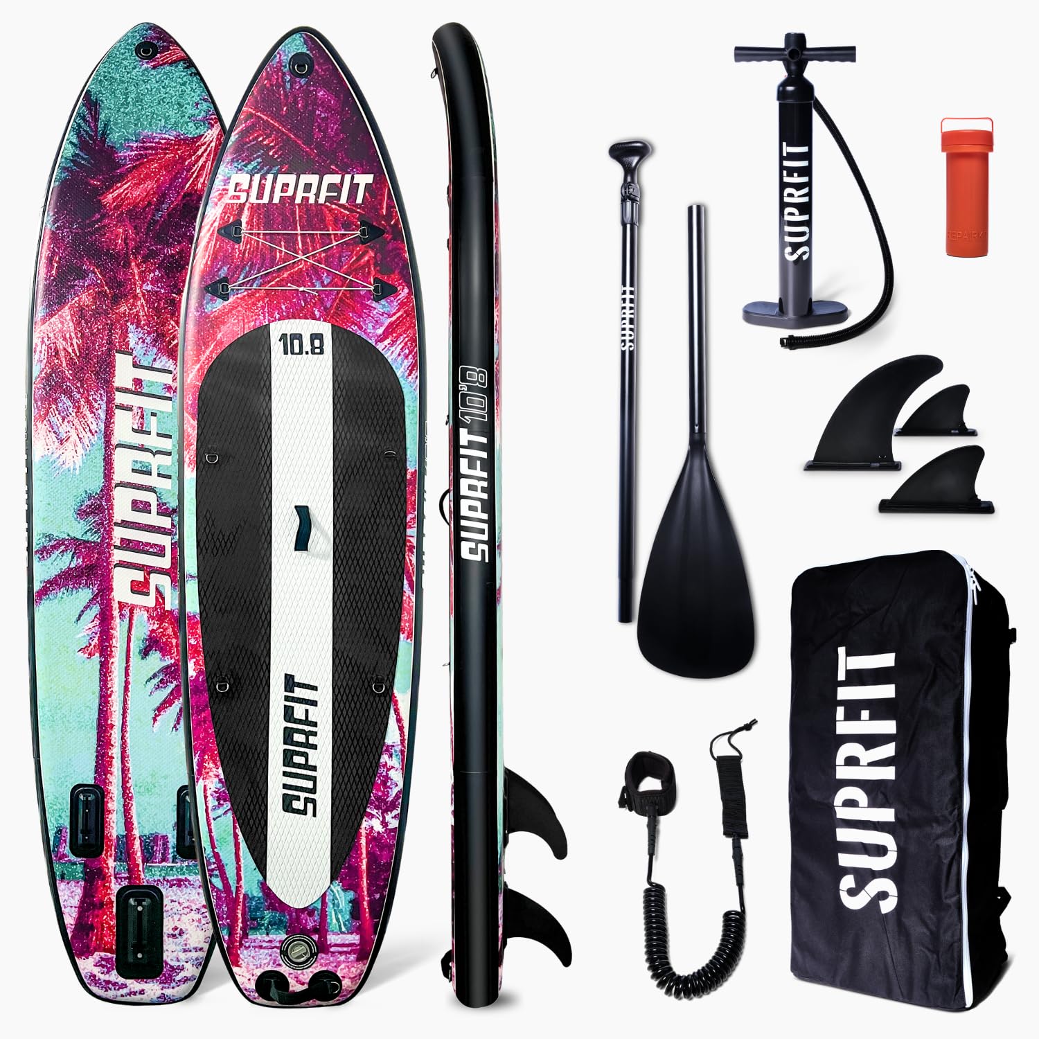 Suprfit Aufblasbares Stand-Up Paddleboard Miami Mint, 330 × 79 × 15 cm, bis 140 kg, inkl. Paddel, Pumpe und Tasche