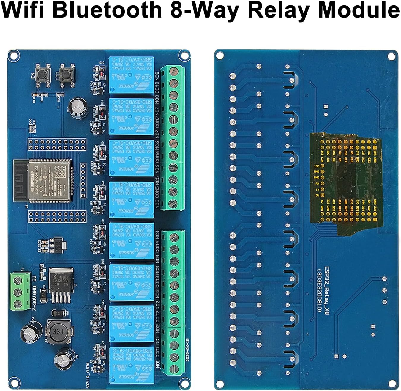 ESP32 WiFi 8 Channel Relay Module ESP32-WROOM-32E 8 Channel Development Board DC5-30V Power Supply Switch Controller Board for Arduino Smart Home Wireless Control