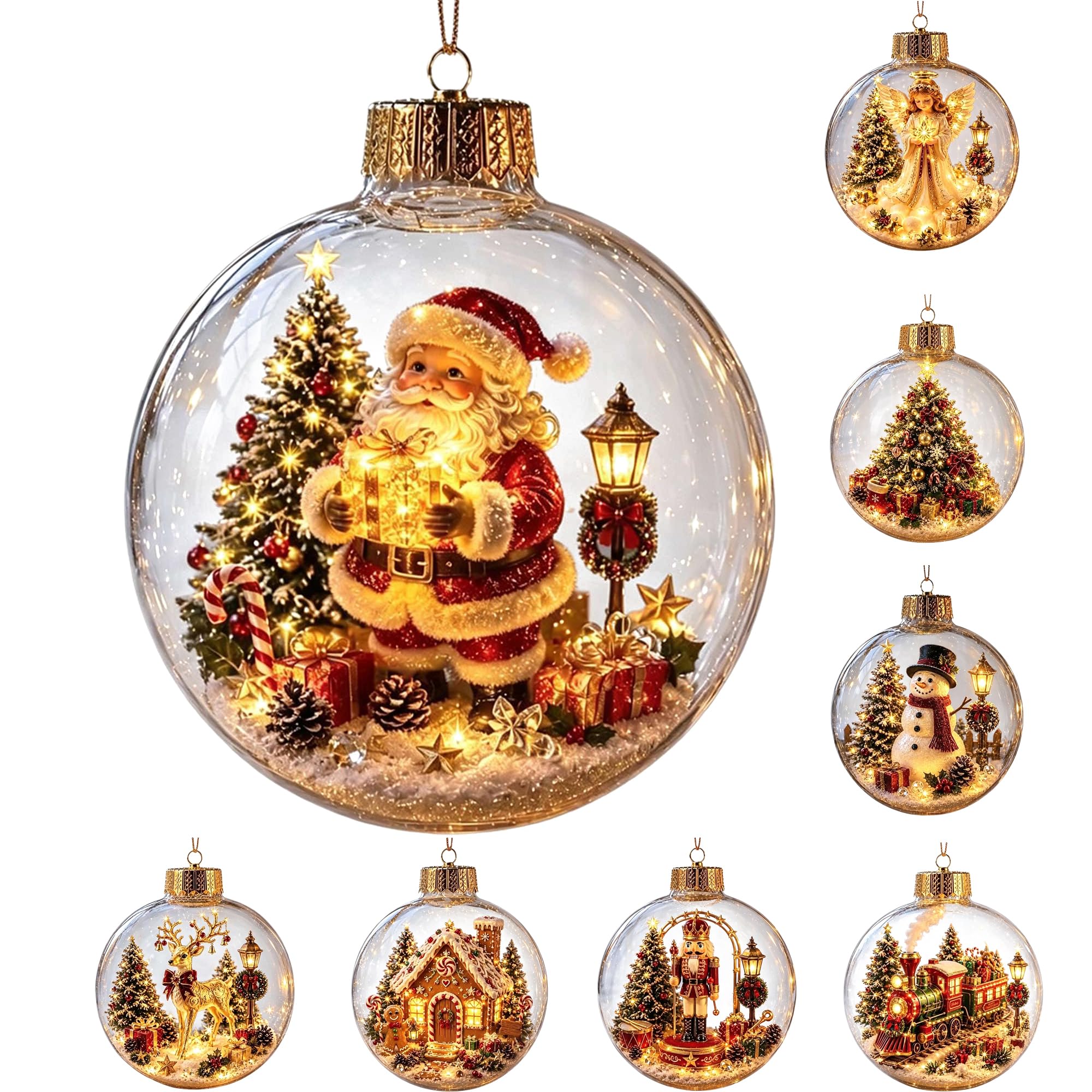 Glowing Christmas Story Ornament, Light-Up Mini Scene Sphere Tree Decor