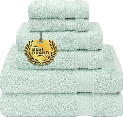 Cotton Paradise 6 Piece Towel Set, 100% Cotton Soft Absorbent Turkish Towels for Bathroom, 2 Bath Towels 2 Hand Towels 2 Washcloths, Mint Towel Set
